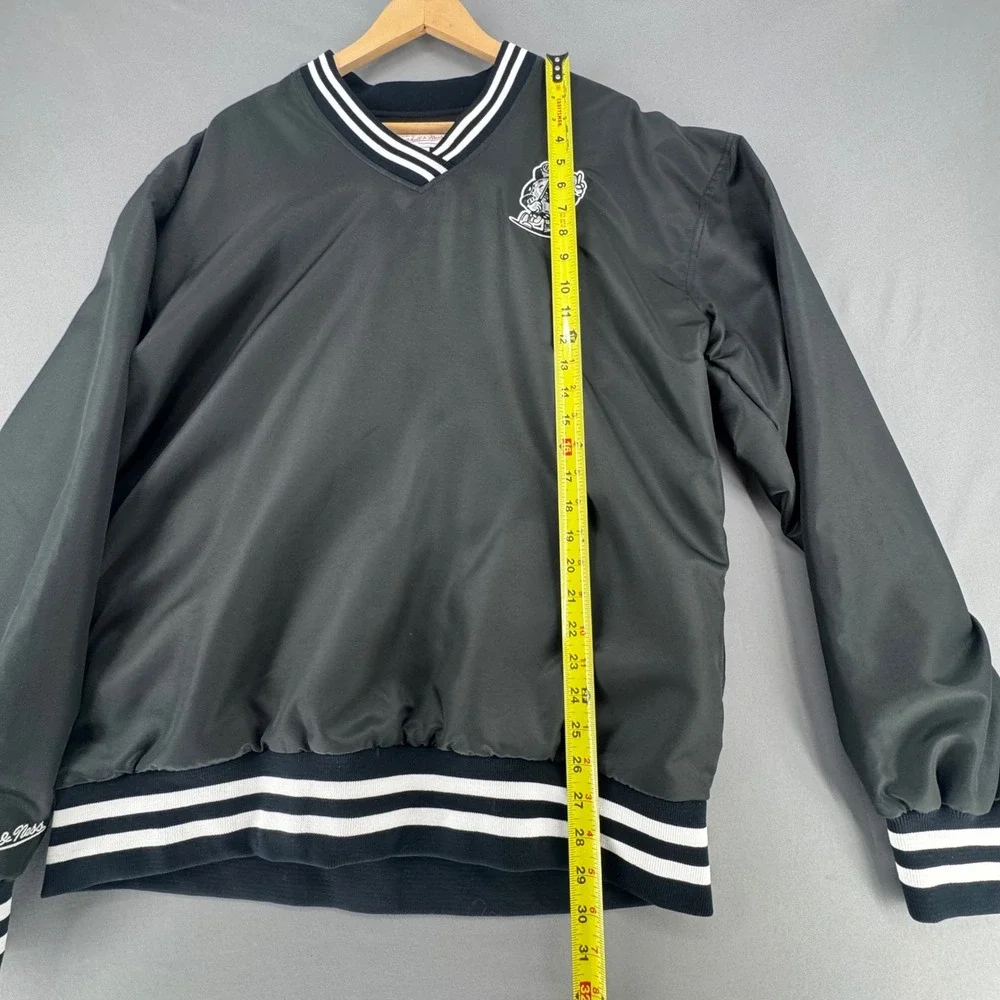 Mitchell & Ness Mens NY Golf Mascot V-Neck Pullover Windbreaker Jacket Black M